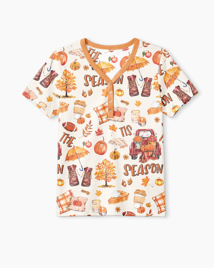 Fall Tis the Season Bamboo Women Short Sleeve Short Pajama Set