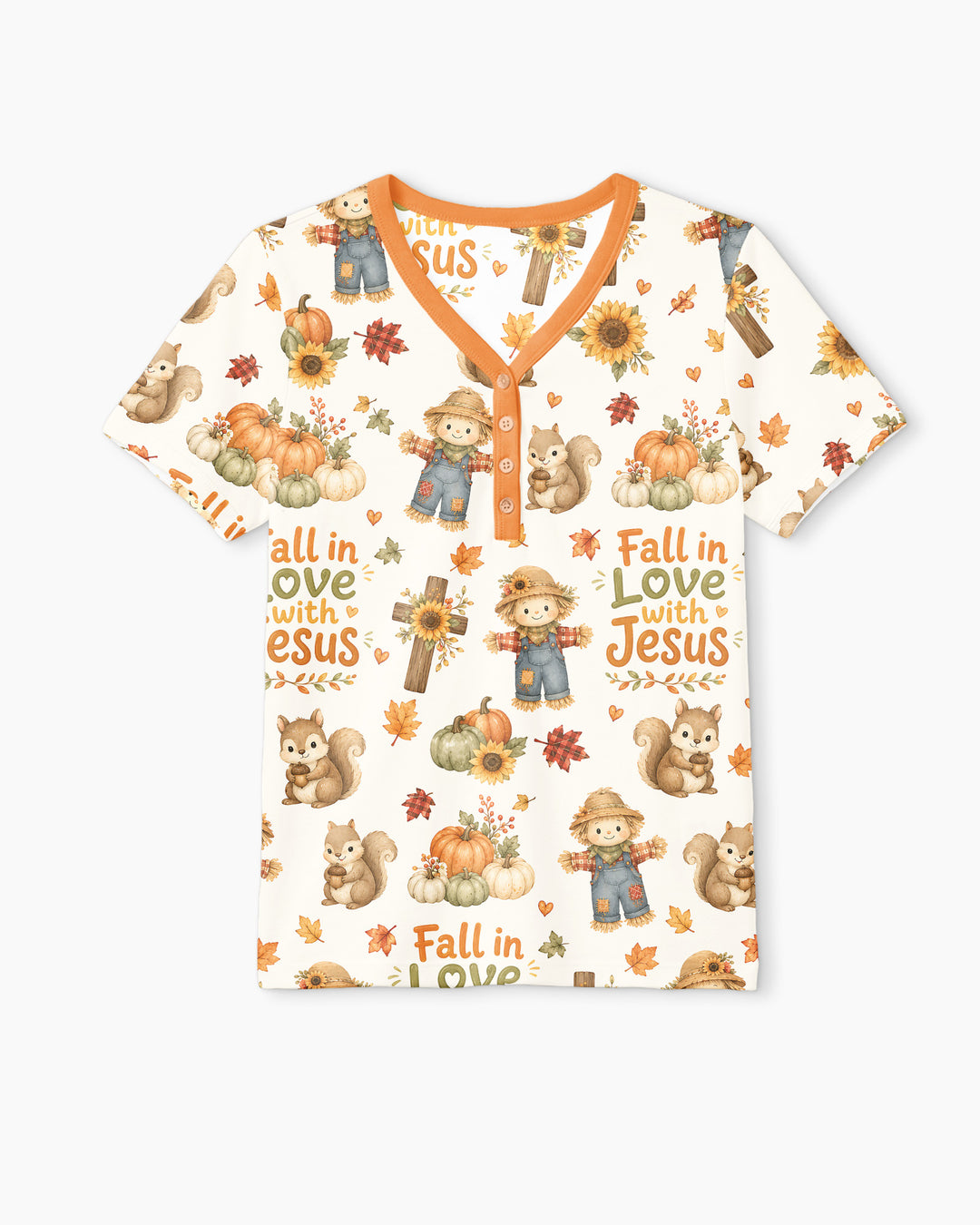 Fall For Jesus Bamboo Women Short Sleeve Short Pajama Set