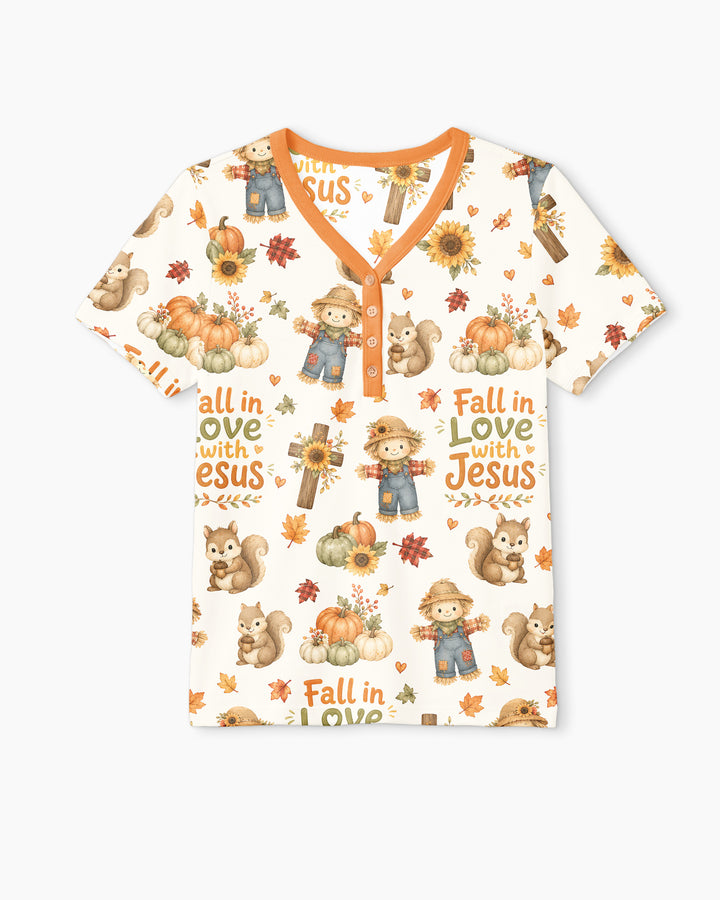 Fall For Jesus Bamboo Women Short Sleeve Short Pajama Set