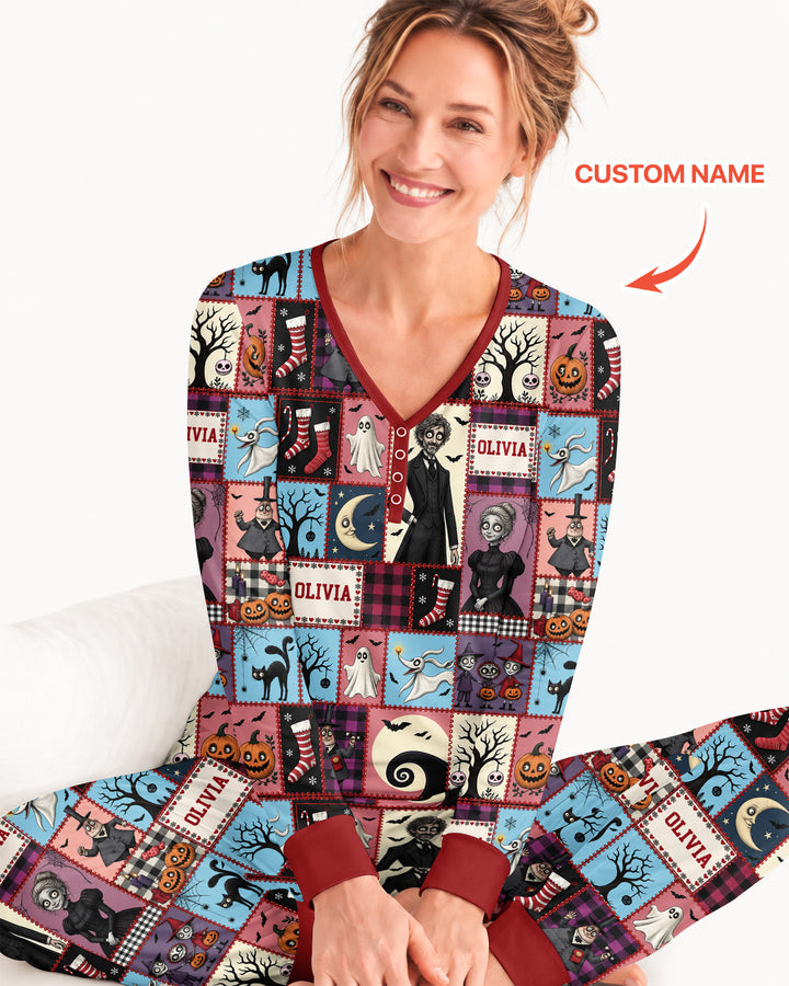 Vertical Halloween Bamboo Women Pajama Set