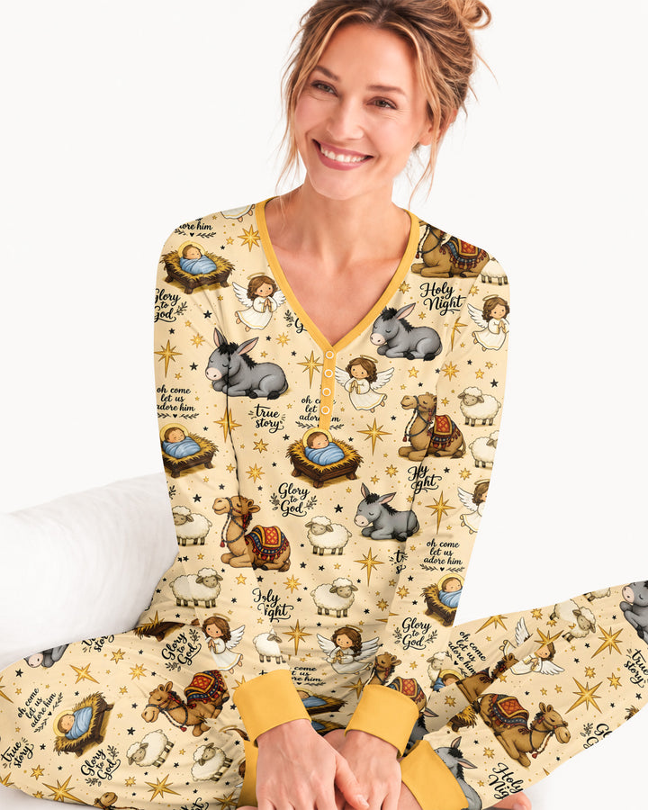 Nativity Christmas Holy Night Bamboo Women Pajama Set