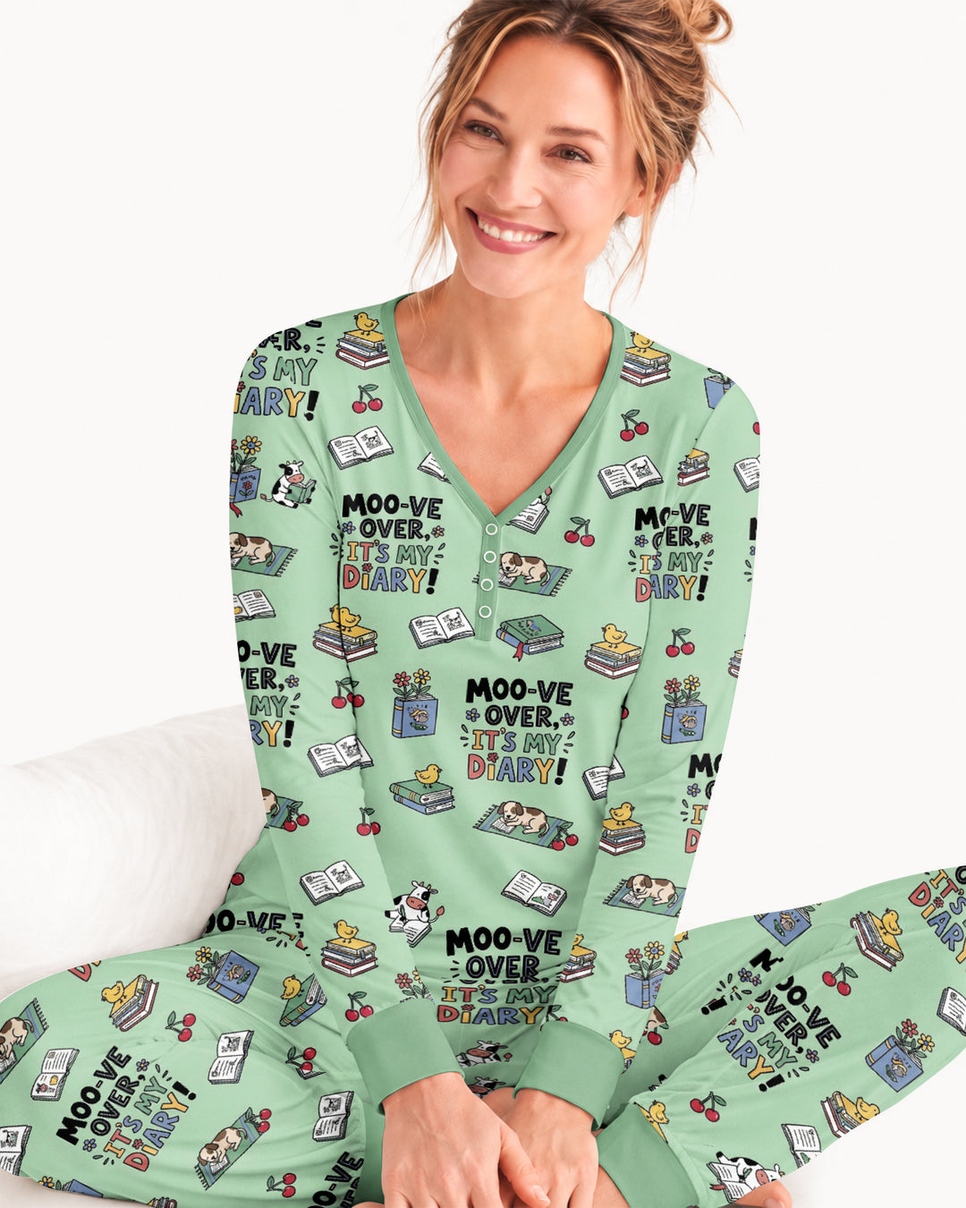Moove Over Its My Diary Bamboo Women Pajama Set