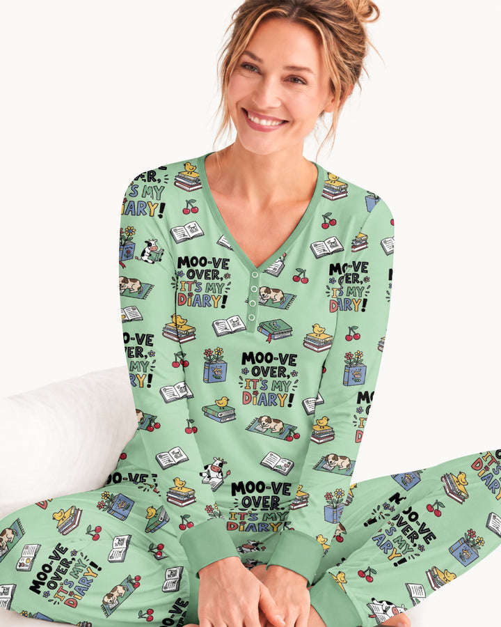 Moove Over Its My Diary Bamboo Women Pajama Set