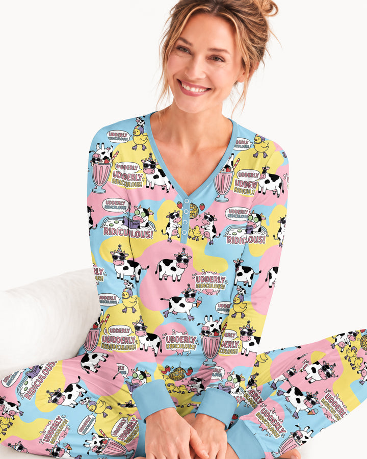 Too Ridiculous To Moo Bamboo Women Pajama Set