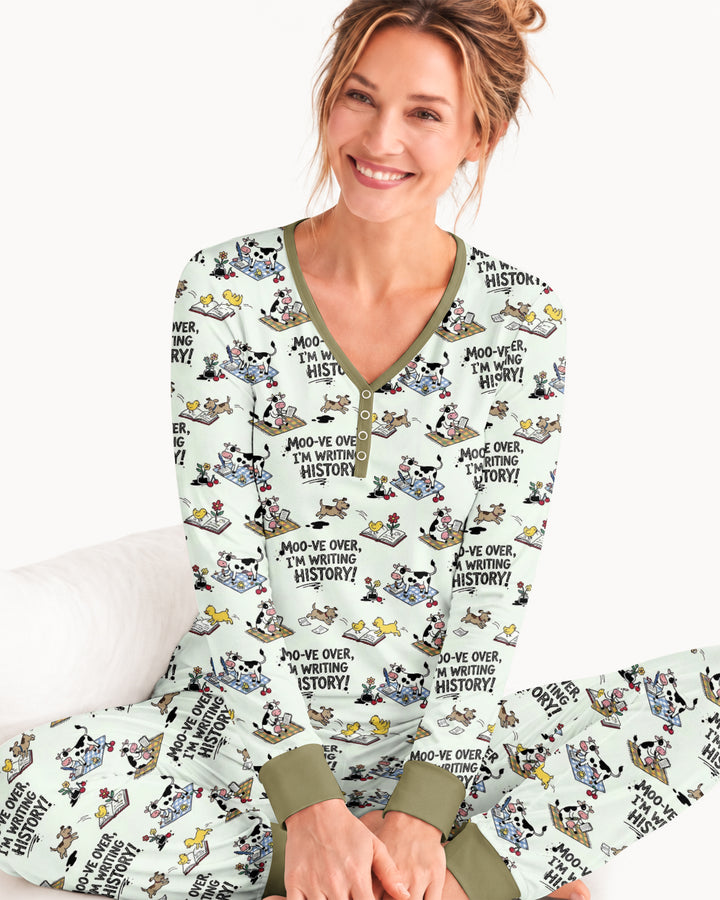 Writing Moo History Bamboo Women Pajama Set