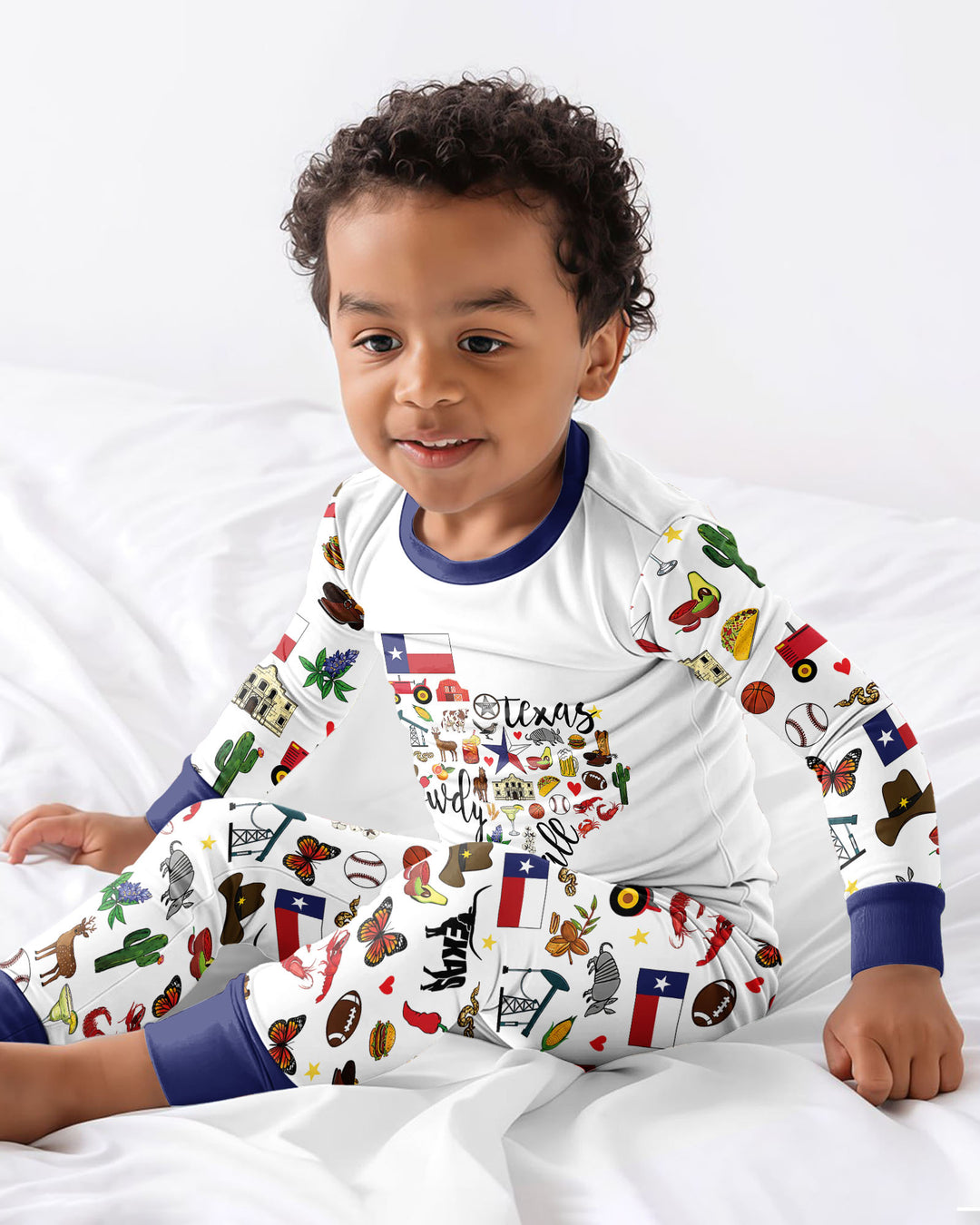 Texas Map Bamboo Two Piece Long Sleeve Pajama Set