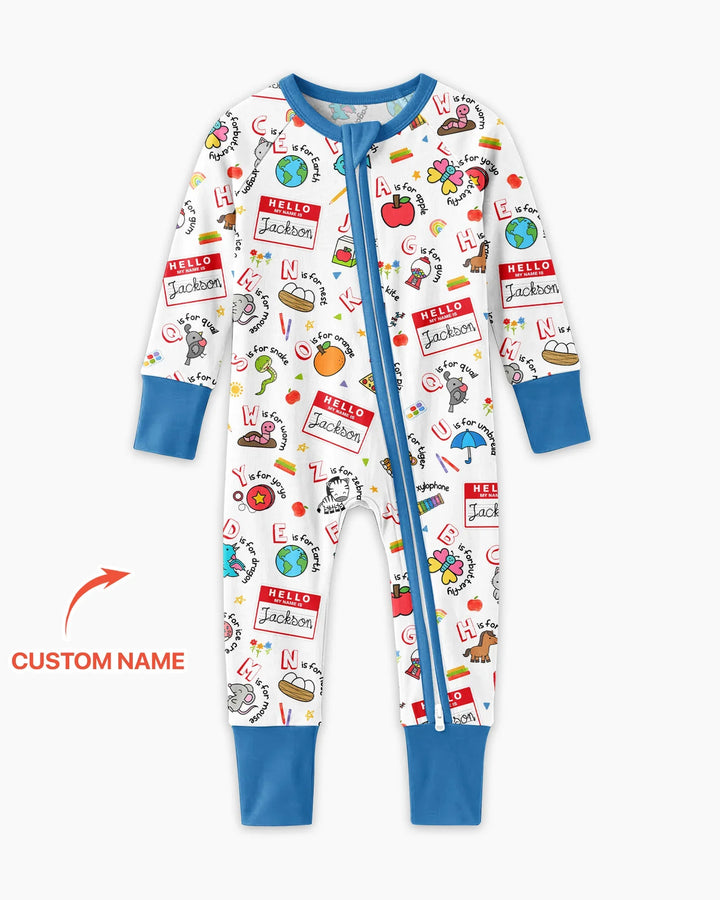 Custom Name Hello School ABCs Bamboo Convertible Zippy
