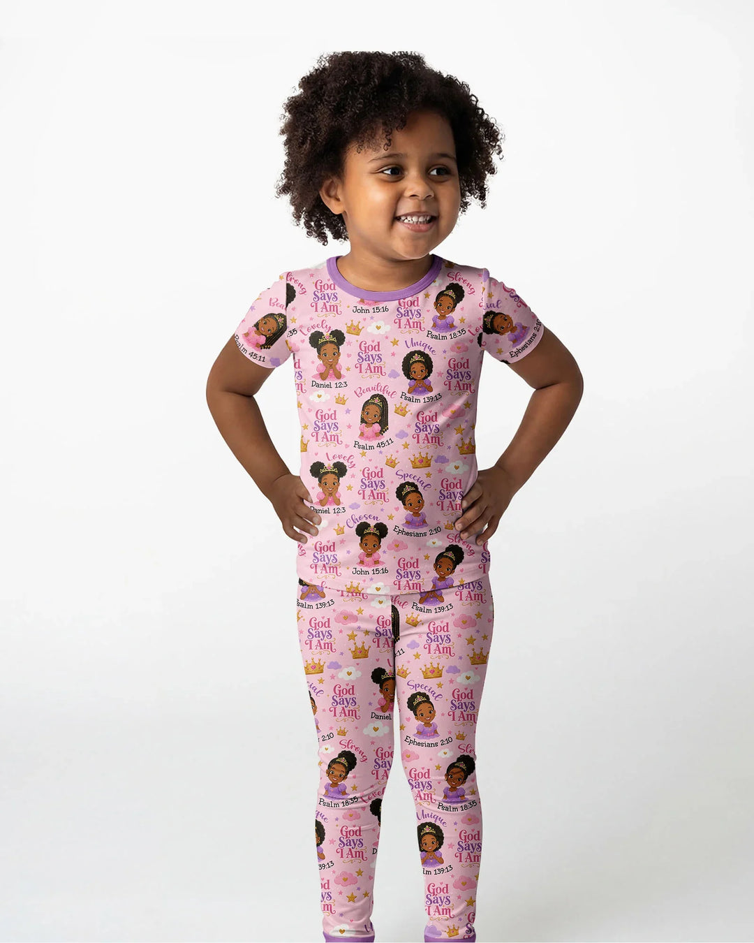 Black Princess God Says I Am Bamboo Two Piece Short Sleeve Pajama Set