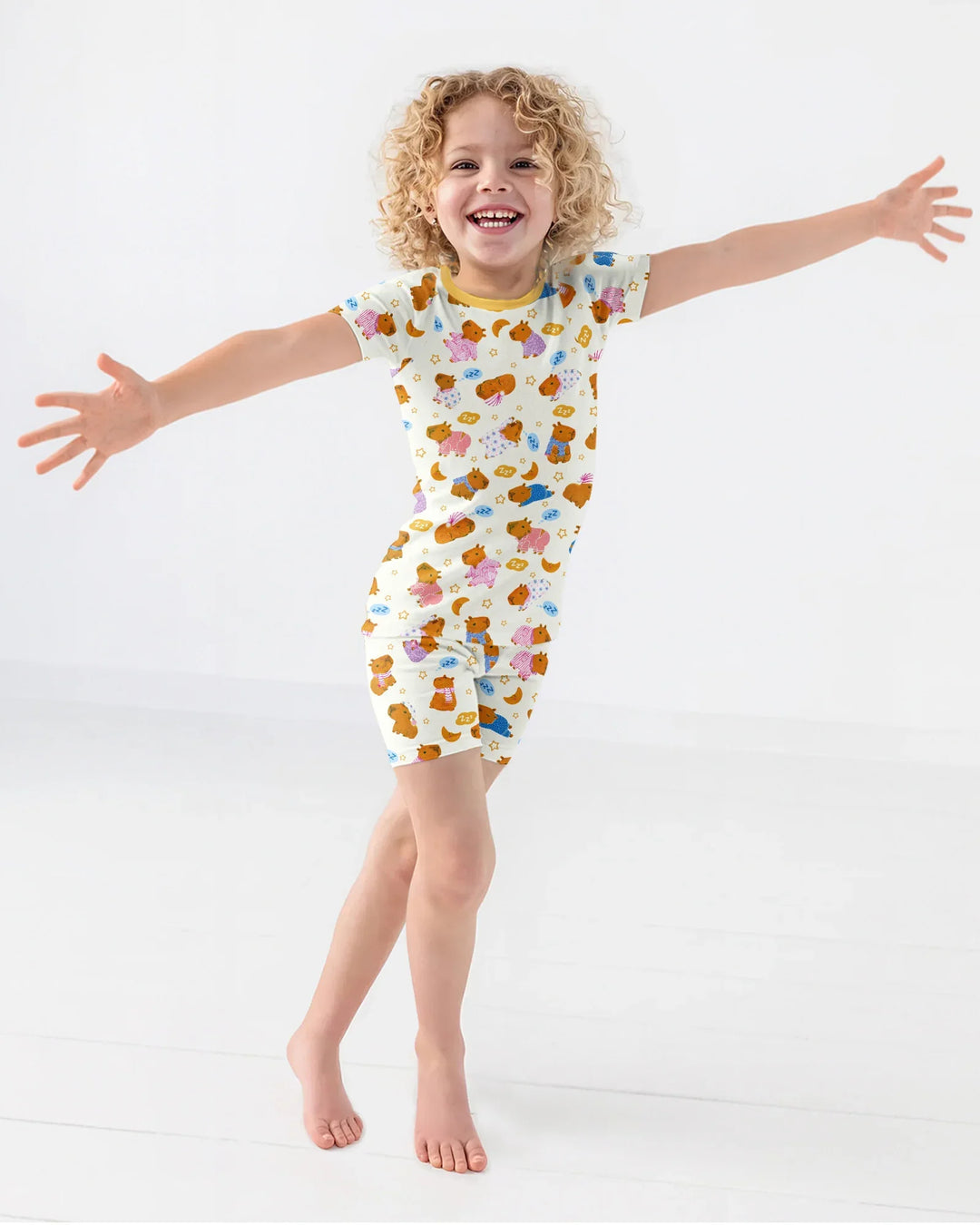 Capyjama Family Matching Bamboo Two Piece Short Sleeve Shorts Pajama Set