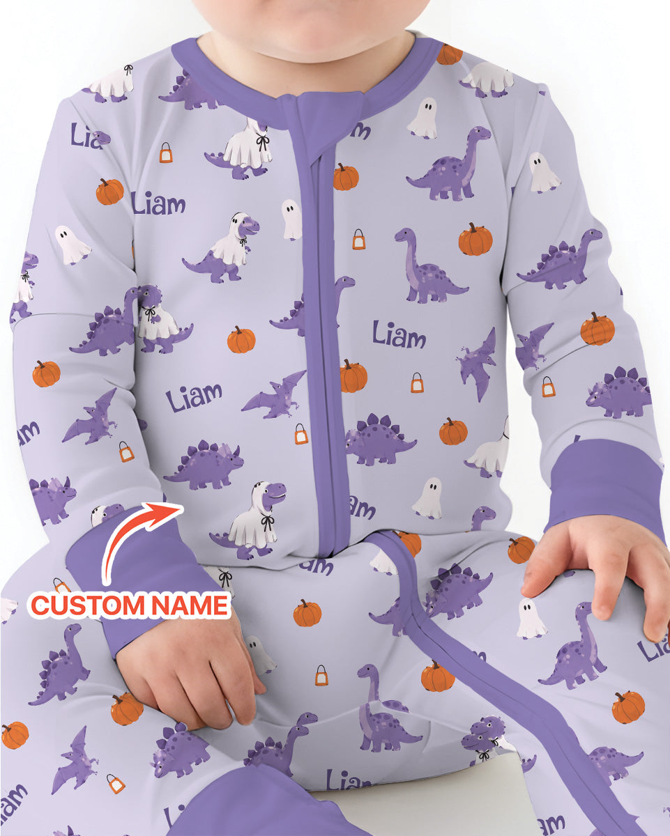 Custom Name Spooky Dinosaur Halloween - Personalized Bamboo Convertible Zippy