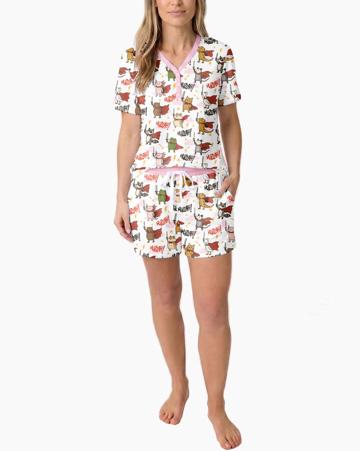 Huzzah! Huzzah! Bamboo Women Short Sleeve Short Pajama Set