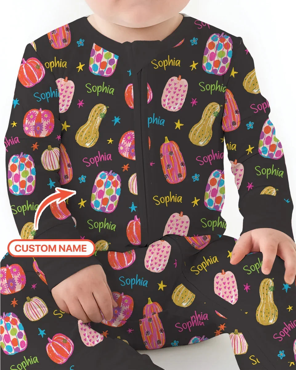 Custom Name Colorful Pumpkin Bamboo Convertible Zippy