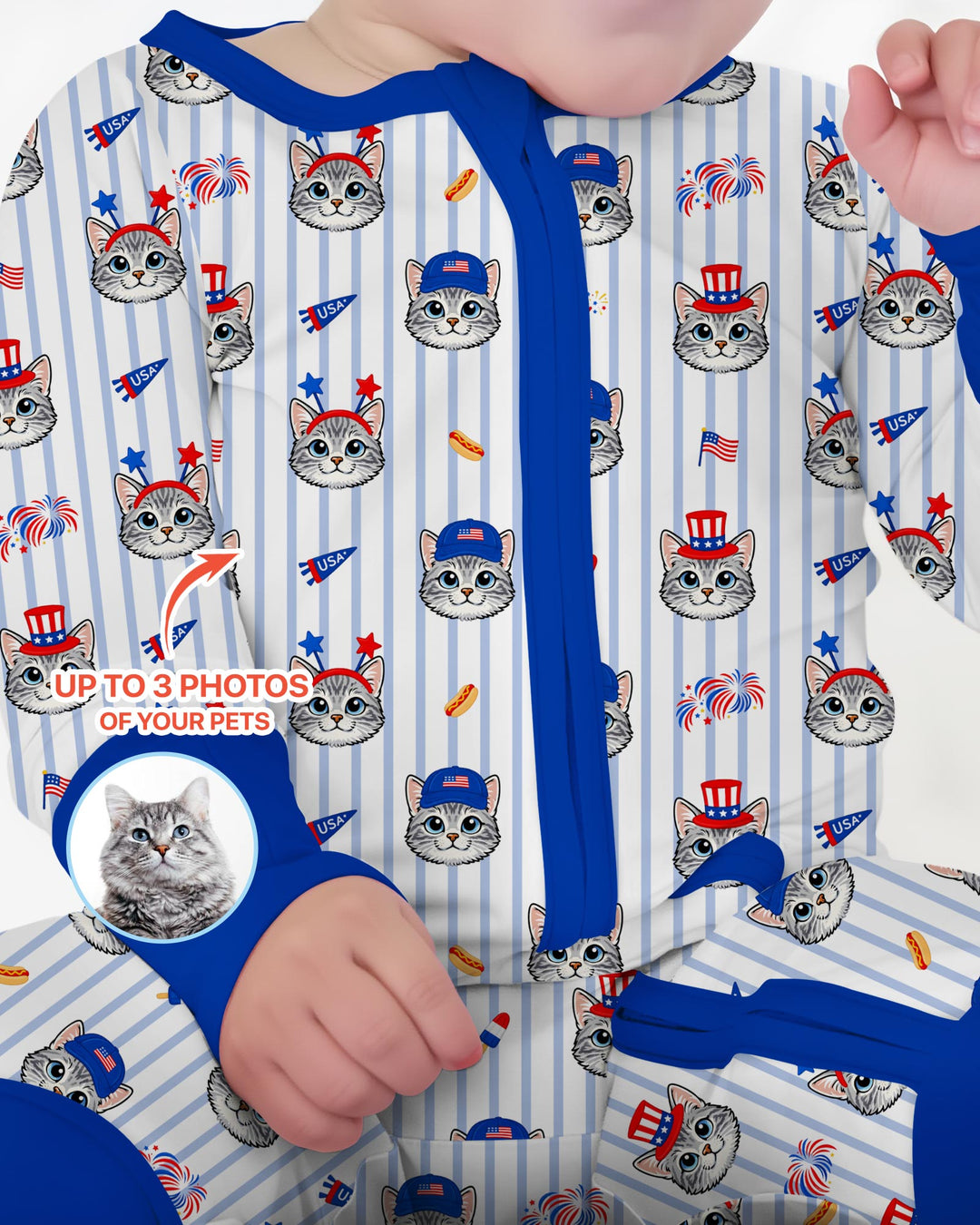 Custom Pet Image 4th of July Family Matching Bamboo Convertible Zippy