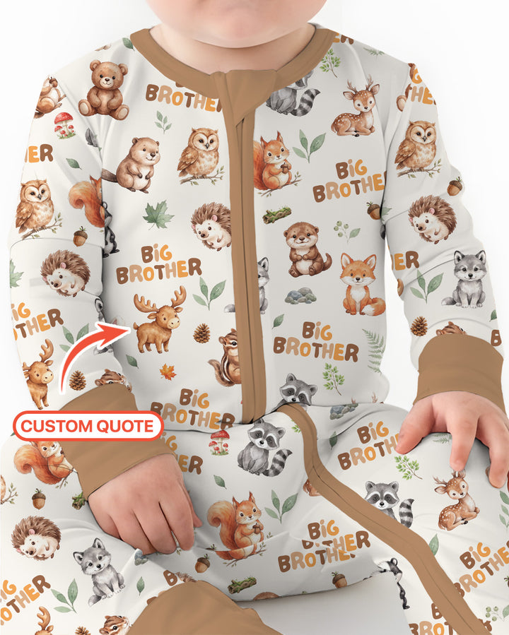 Custom Quote Woodland Animal Matching Sibling Bamboo Convertible Zippy