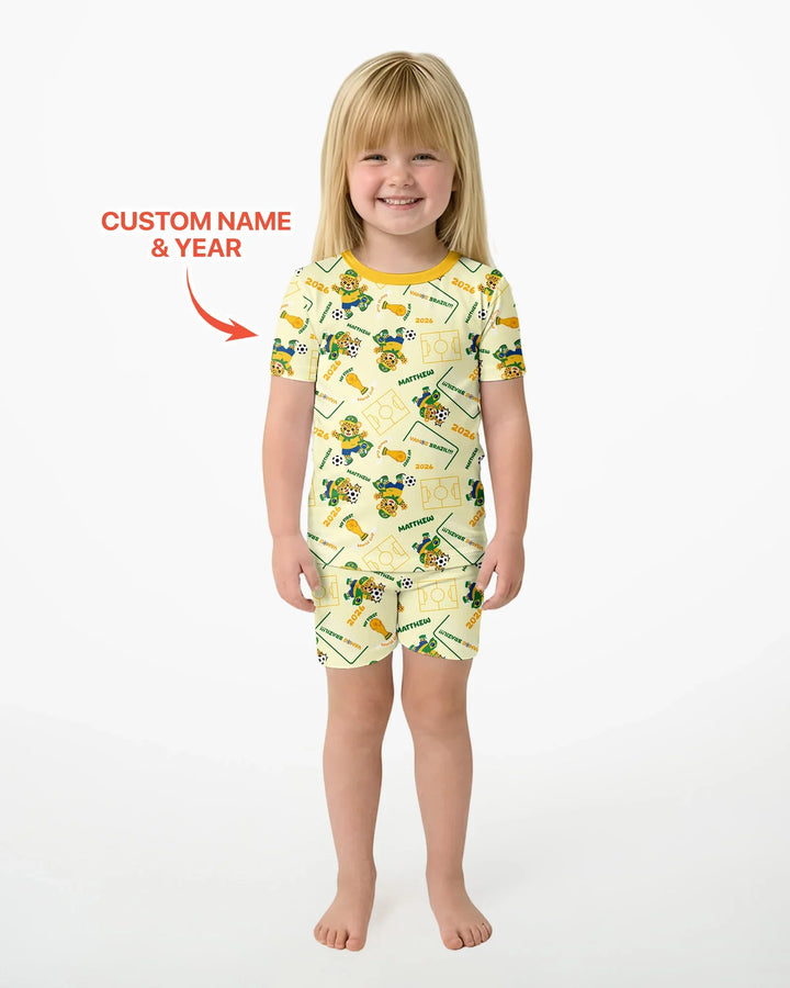 My First World Cup Bamboo Two Piece Short Sleeve Shorts Pajama Set
