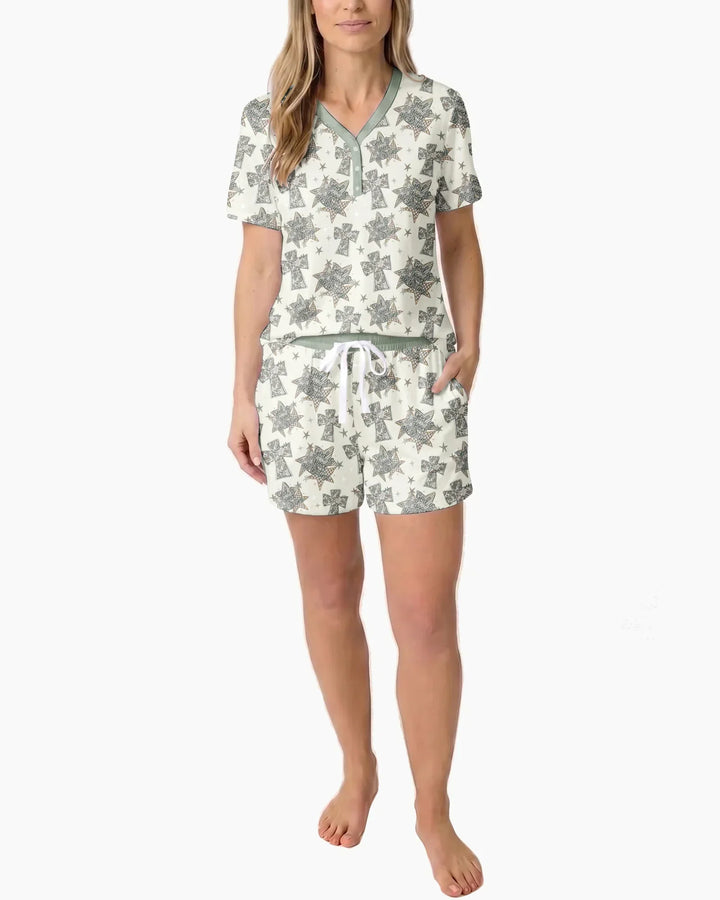 Camo God is Good Family Matching Bamboo Women Short Sleeve Short Pajama Set