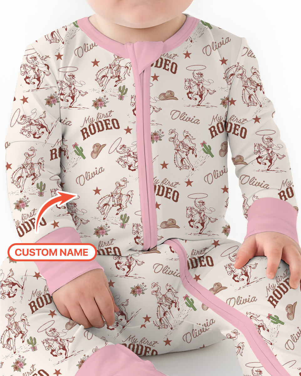 Custom Name First Rodeo Family Matching Bamboo Convertible Zippy