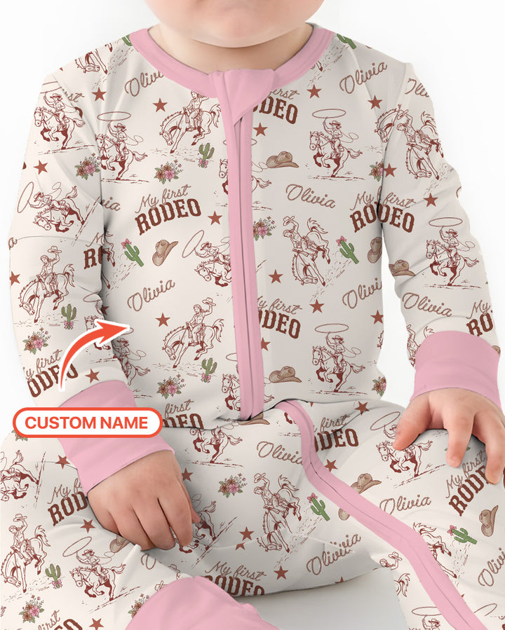Custom Name First Rodeo Family Matching Bamboo Convertible Zippy