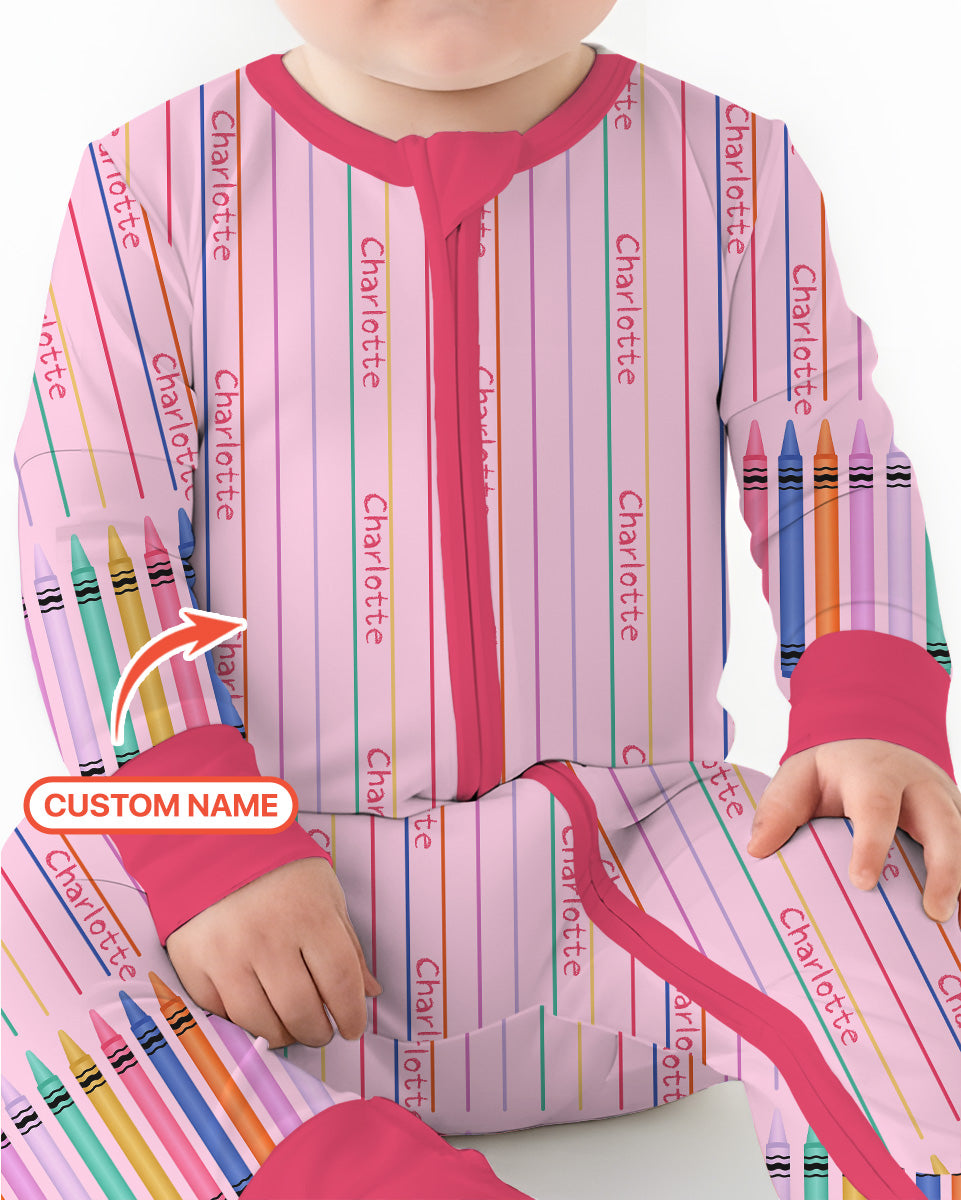 Custom Name Crayon Lines Bamboo Convertible Zippy