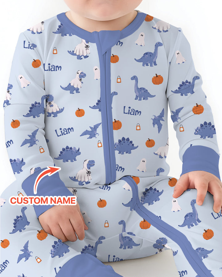 Custom Name Spooky Dinosaur Halloween - Personalized Bamboo Convertible Zippy