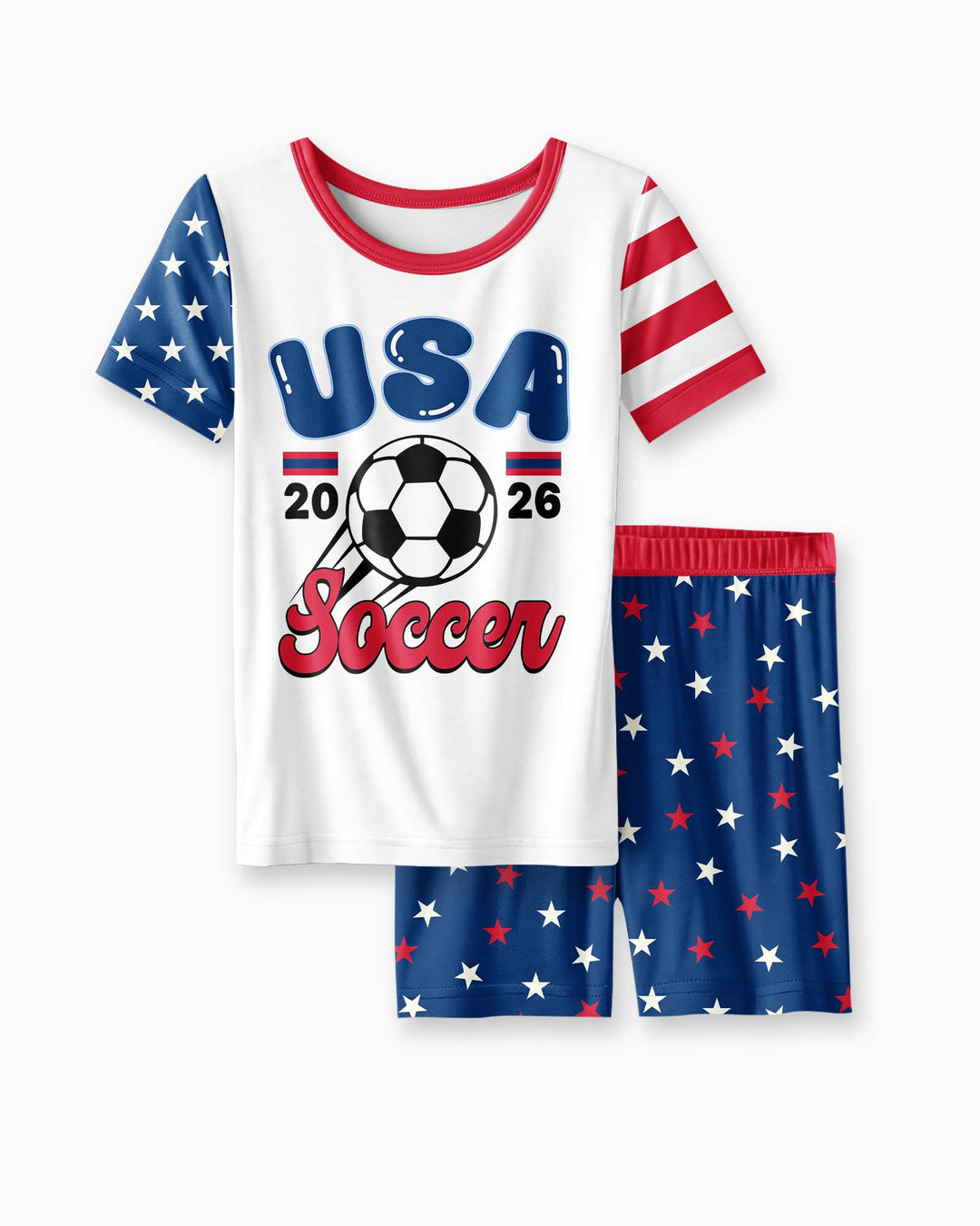 USA Soccer Cup Bamboo Two Piece Short Sleeve Shorts Pajama Set