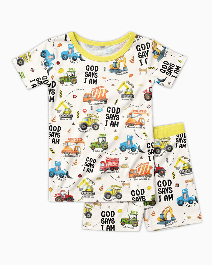 God Says I Am Boy Bamboo Two Piece Short Sleeve Shorts Pajama Set