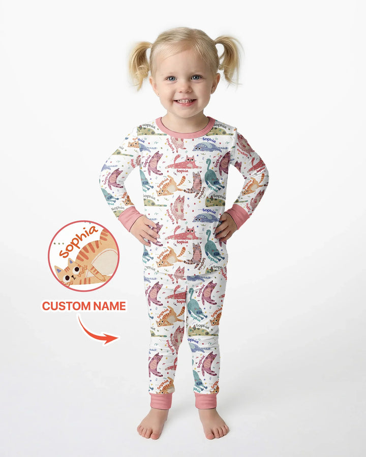 Cat Nap Crew Bamboo Two Piece Long Sleeve Pajama Set