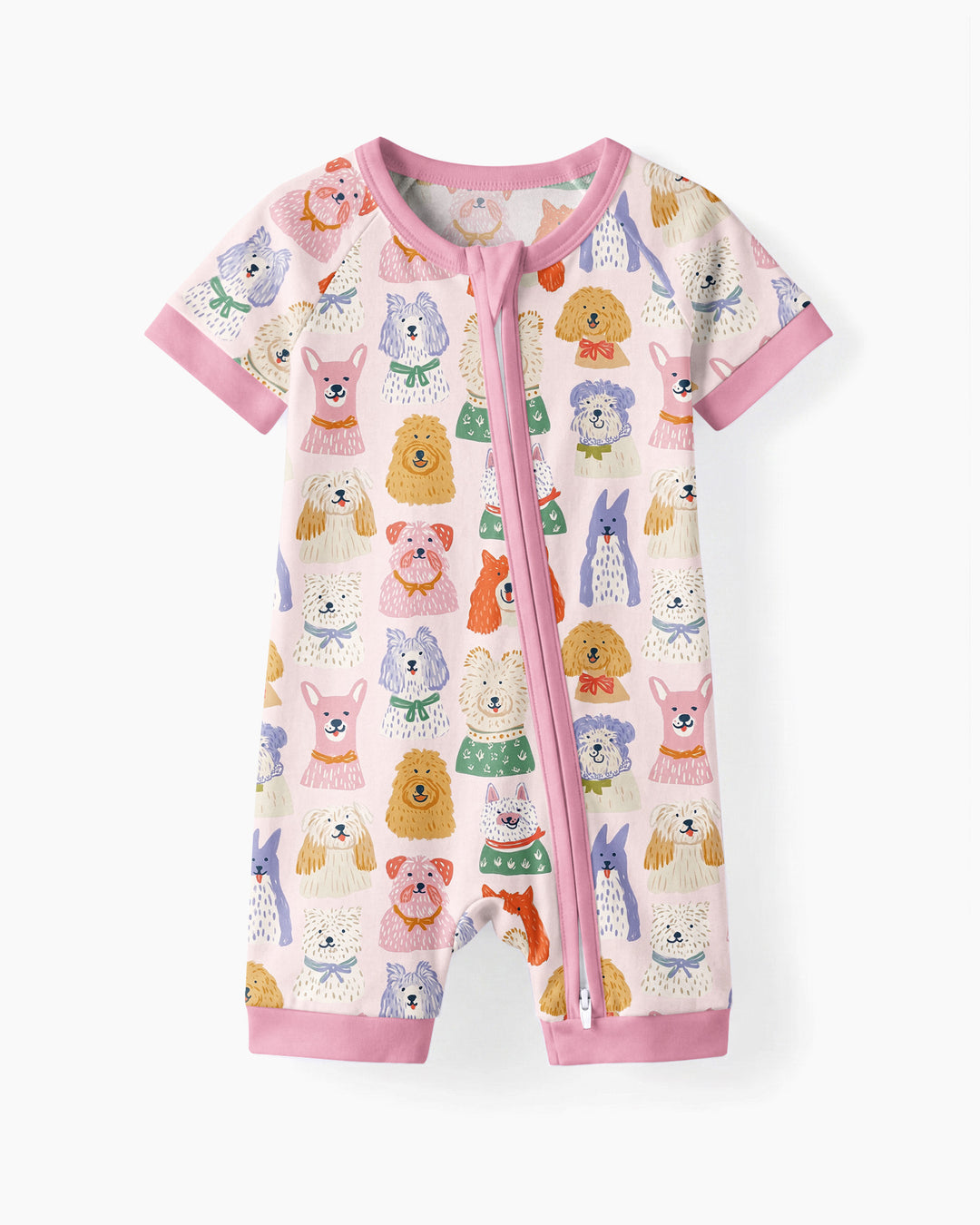 Whimsical Puppy Parade Family Matching Bamboo Shorty Zippy