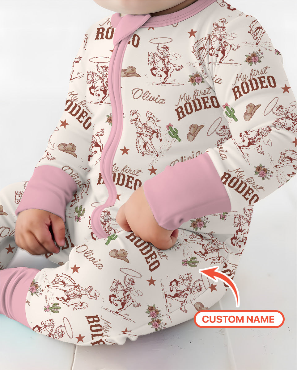 Custom Name First Rodeo Family Matching Bamboo Convertible Zippy