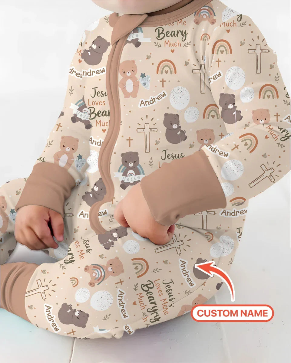 Custom Name Jesus Loves Me Beary Much Bamboo Convertible Zippy