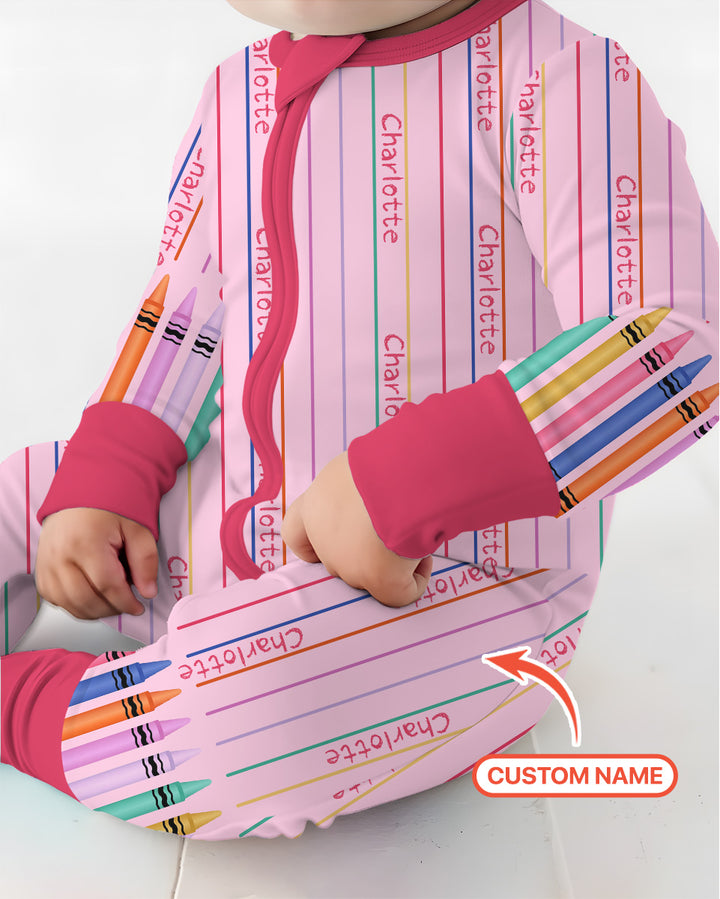 Custom Name Crayon Lines Bamboo Convertible Zippy