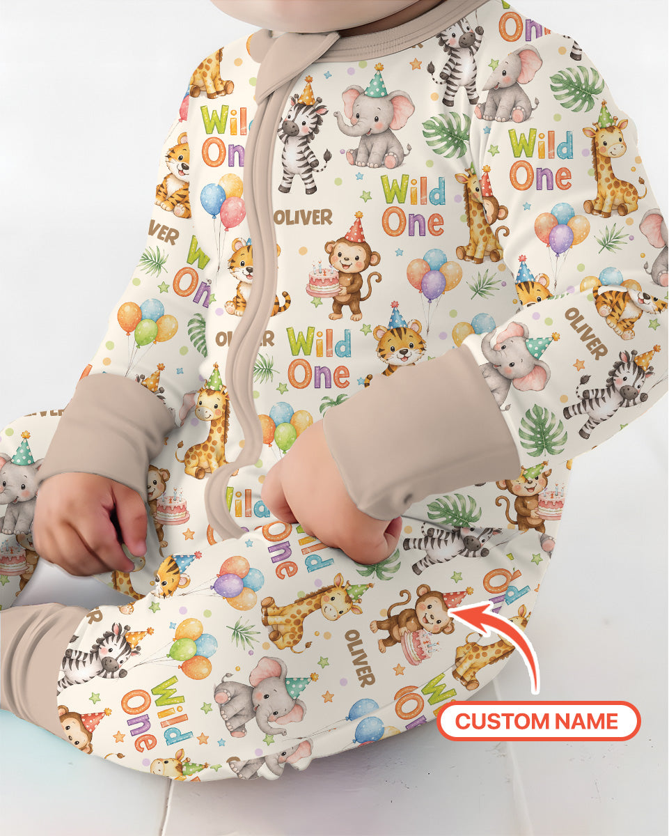 Custom Name 1st Birthday Wild One Bamboo Convertible Zippy