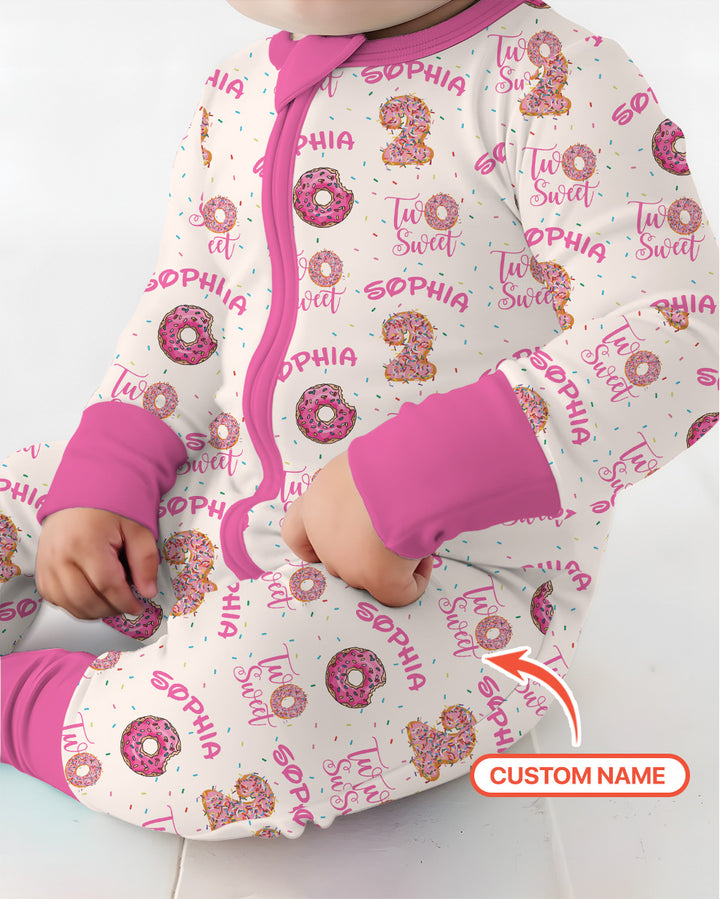 Custom Name Two Sweet Donut Bamboo Convertible Zippy