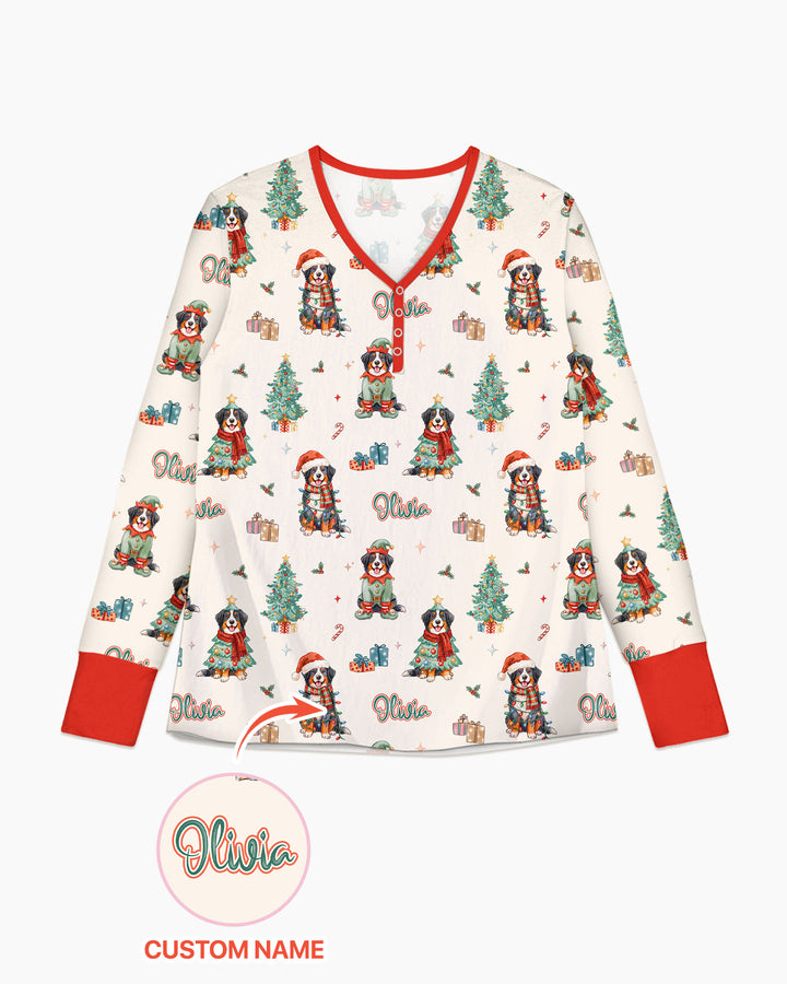 Christmas Bernese Mountain Dog Family Matching Bamboo Women Pajama Set