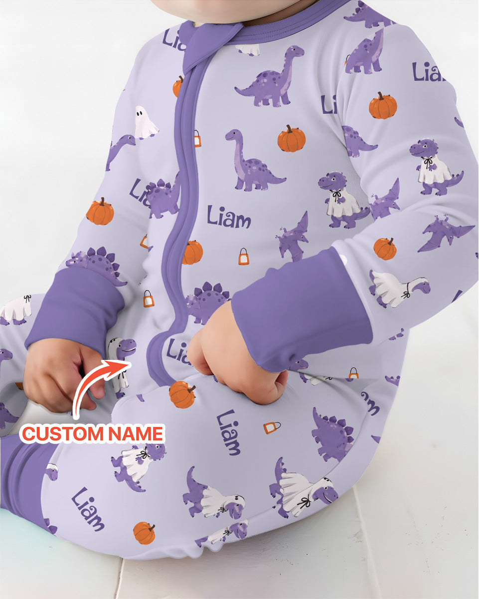Custom Name Spooky Dinosaur Halloween - Personalized Bamboo Convertible Zippy