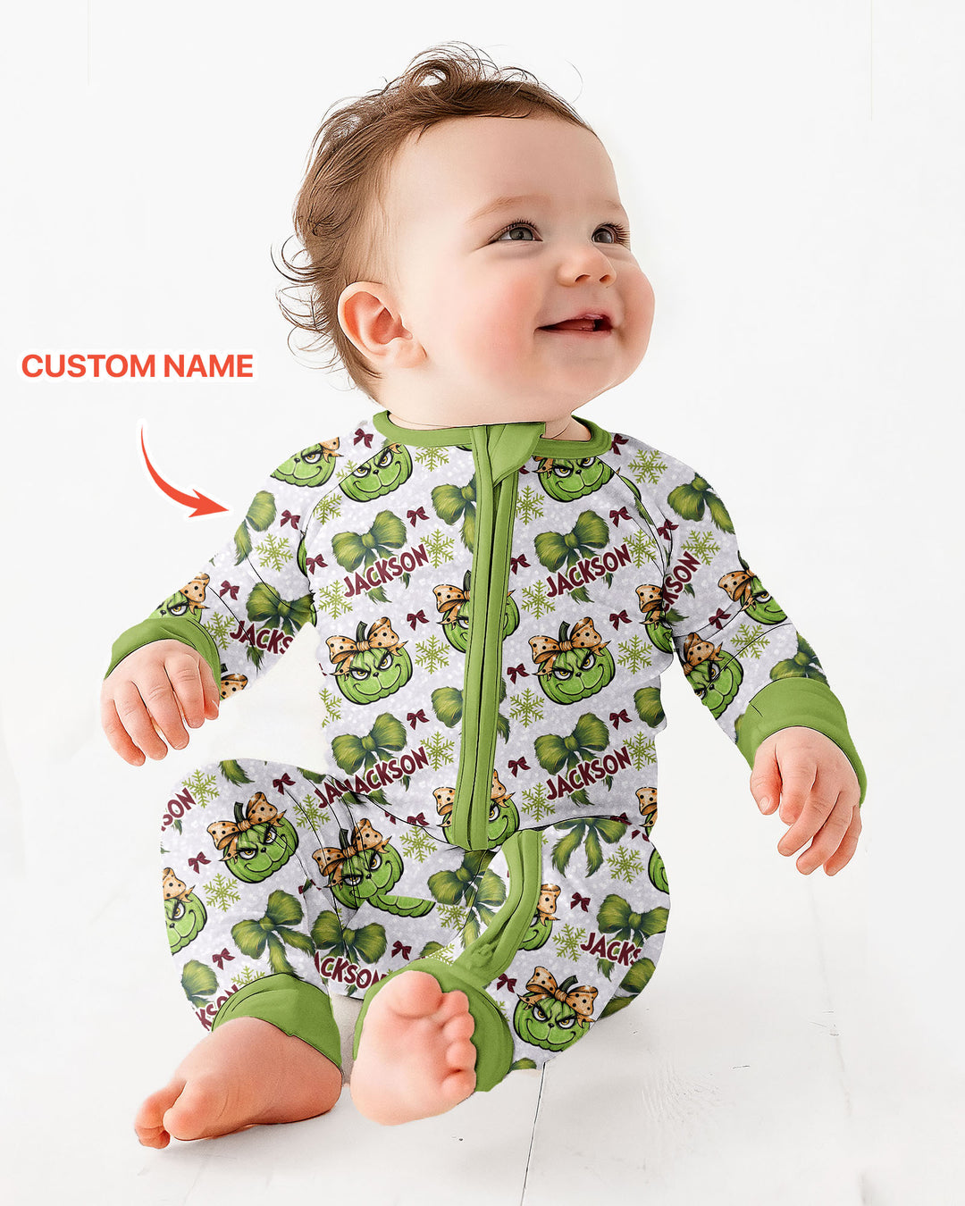 Custom Name Grumpy Green Christmas Bamboo Convertible Zippy