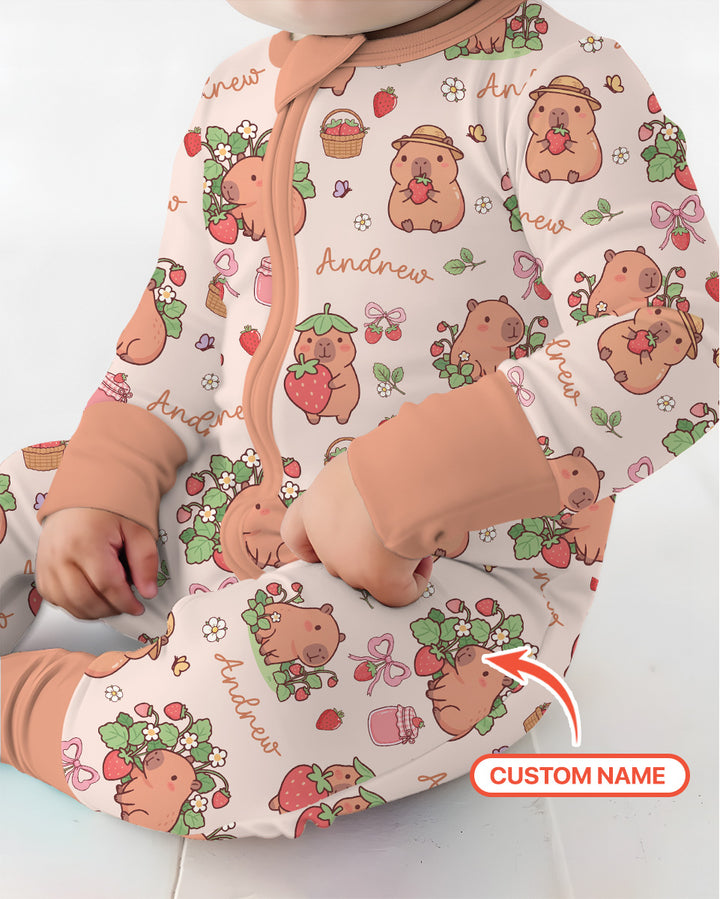 Custom Name Capybara Strawberry Bamboo Convertible Zippy