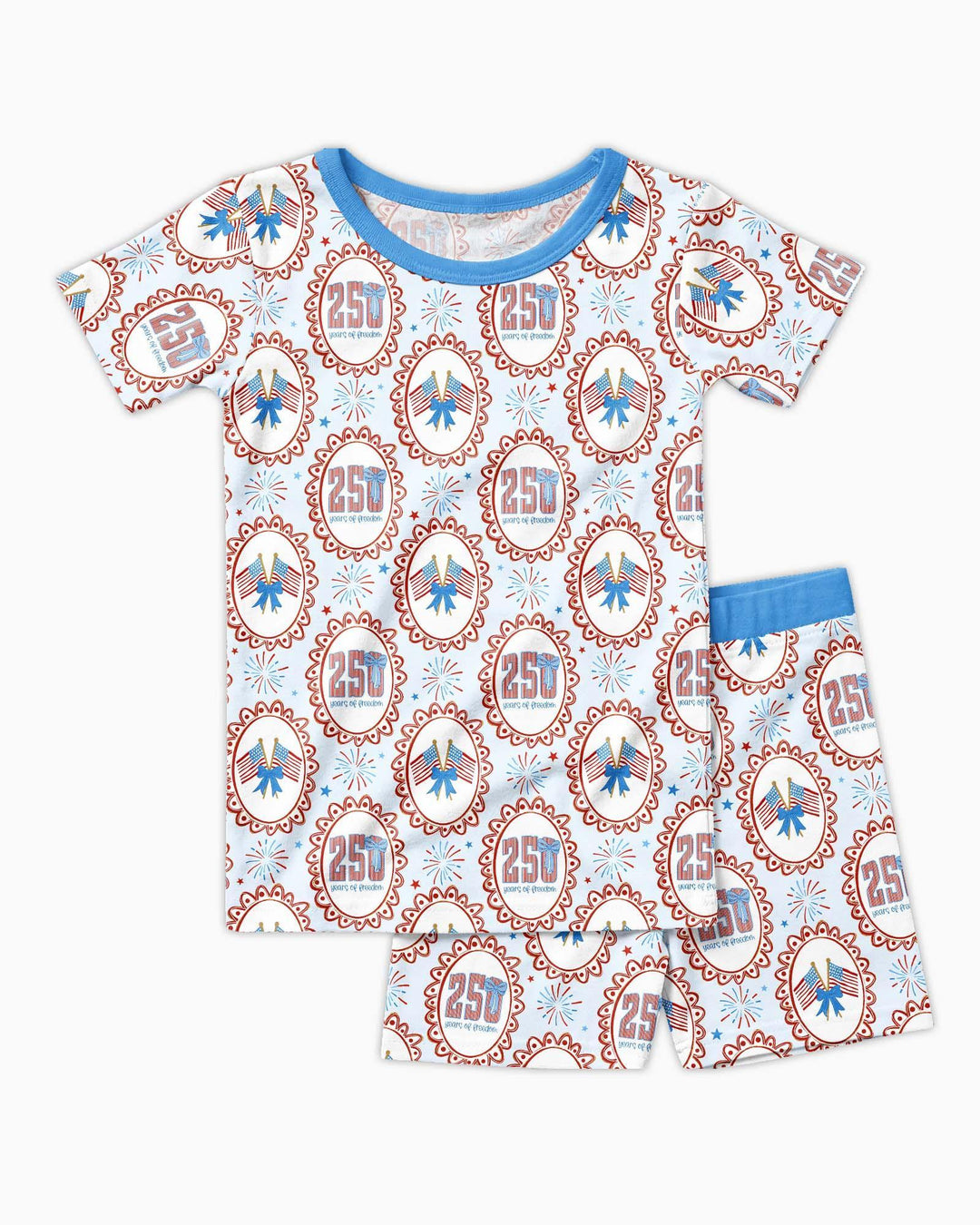 Patriotic Coquette Bamboo Two Piece Short Sleeve Shorts Pajama Set