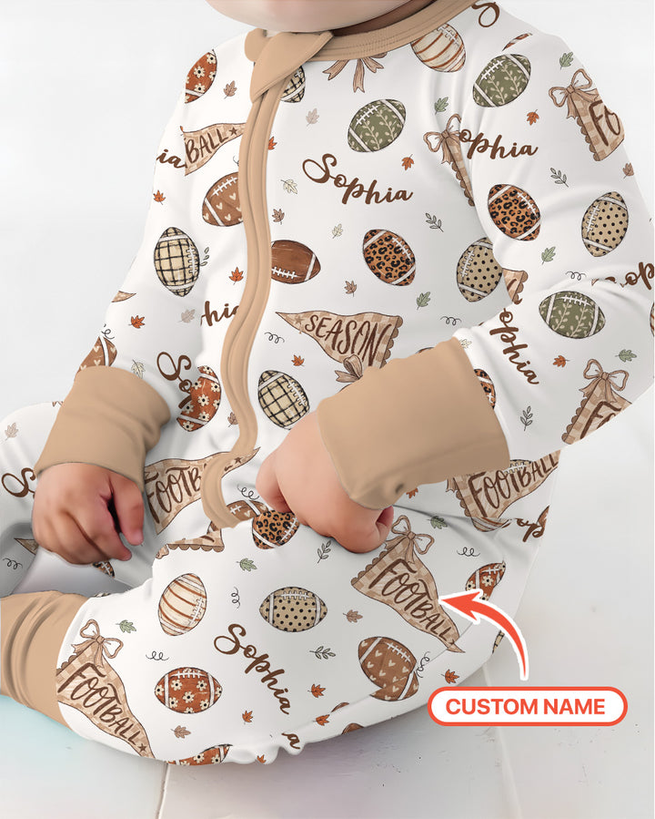 Custom Name Football Fall Season Bamboo Convertible Zippy
