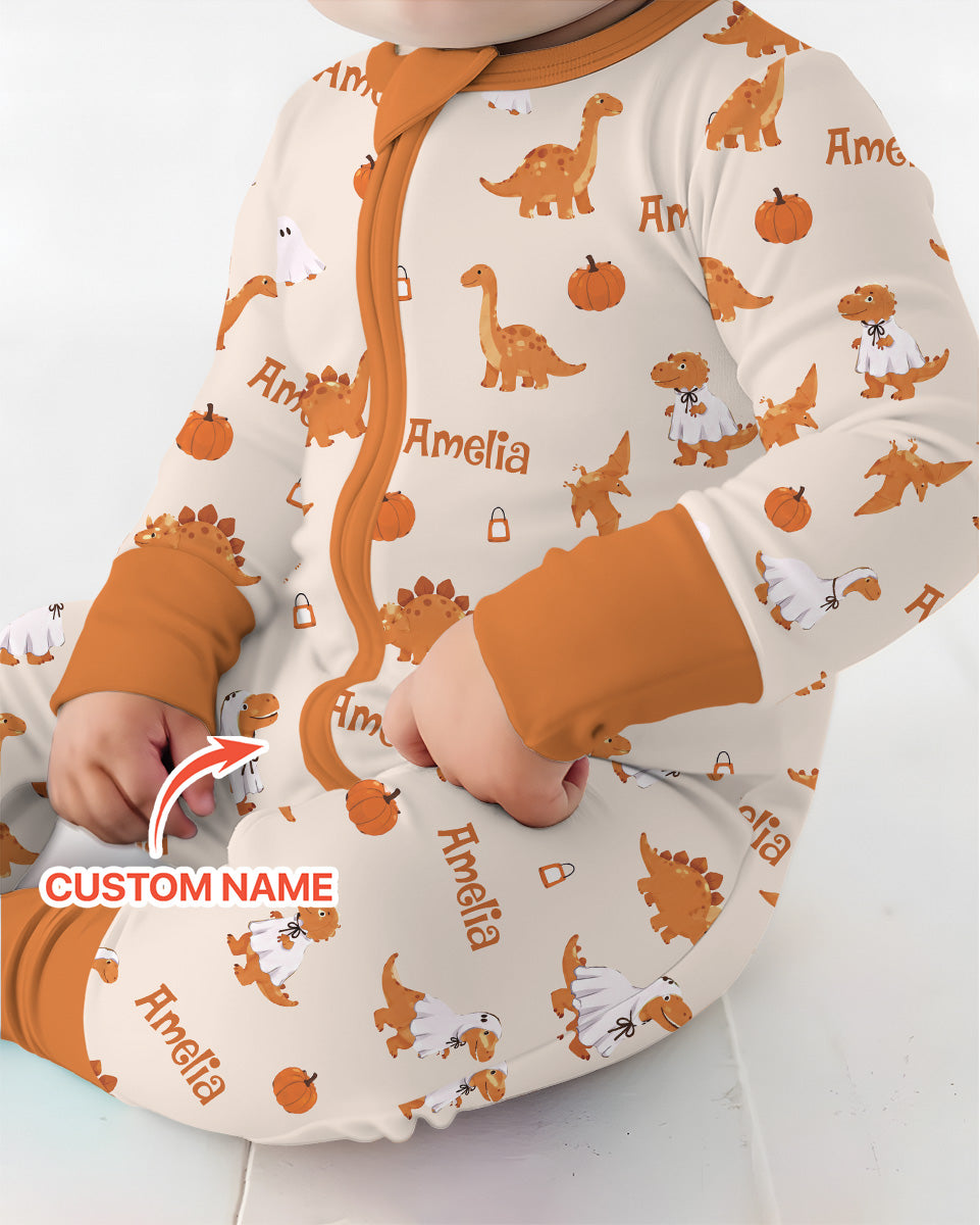 Custom Name Spooky Dinosaur Halloween - Personalized Bamboo Convertible Zippy