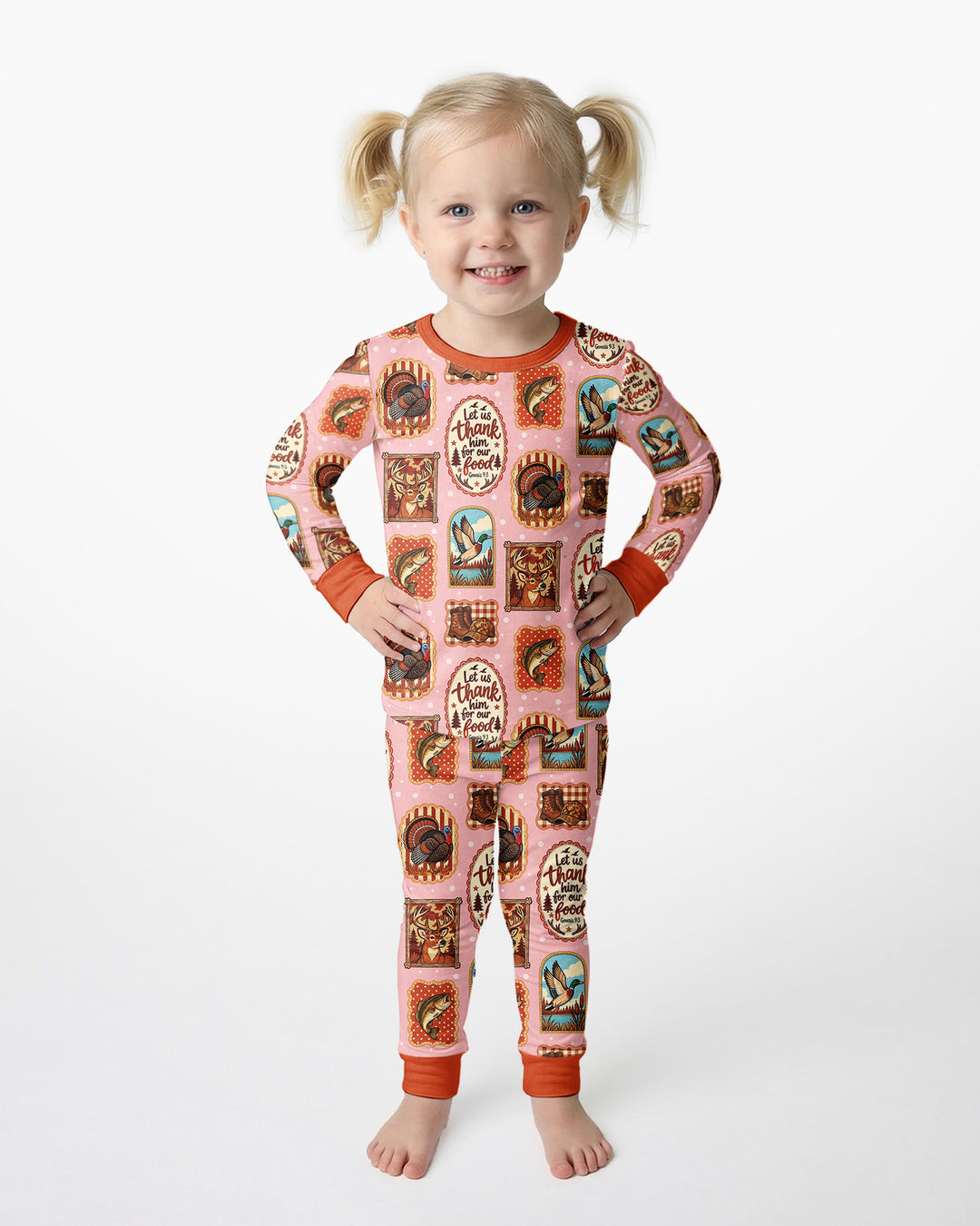 Hunting Let Us Thank Him For Our Food Bamboo Two Piece Long Sleeve Pajama Set