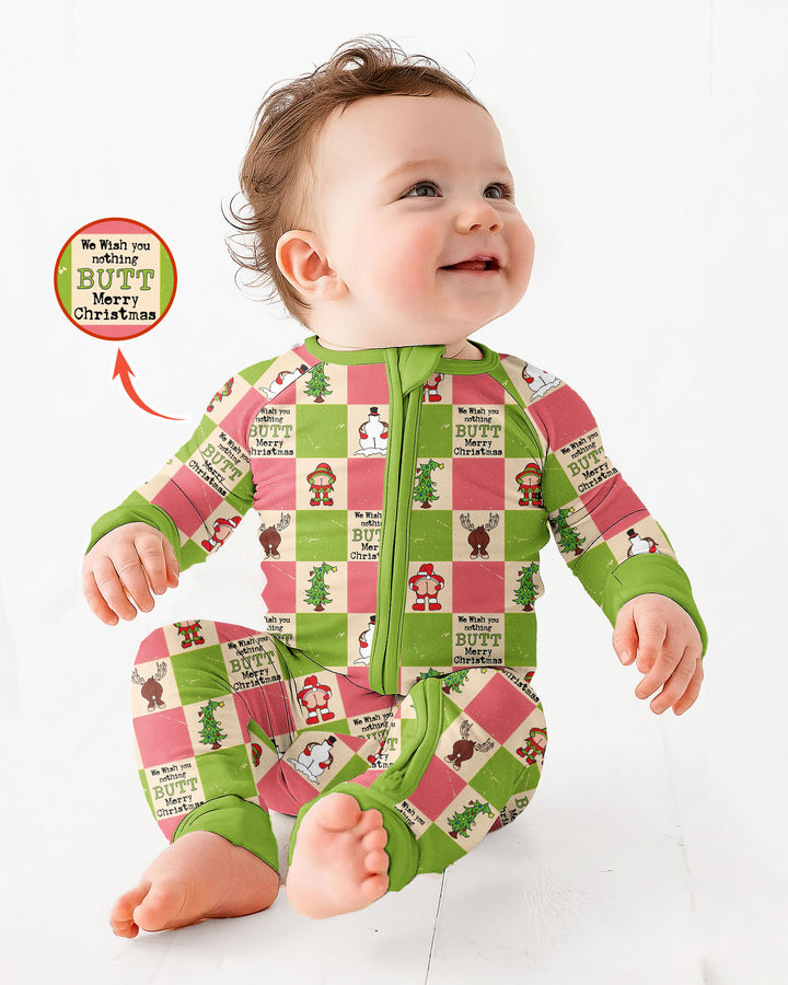 Nothing Butt Merry Christmas Checkerboard Bamboo Convertible Zippy