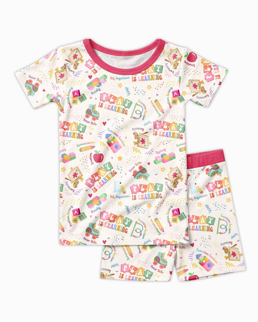 Play and Learn Bamboo Two Piece Short Sleeve Shorts Pajama Set
