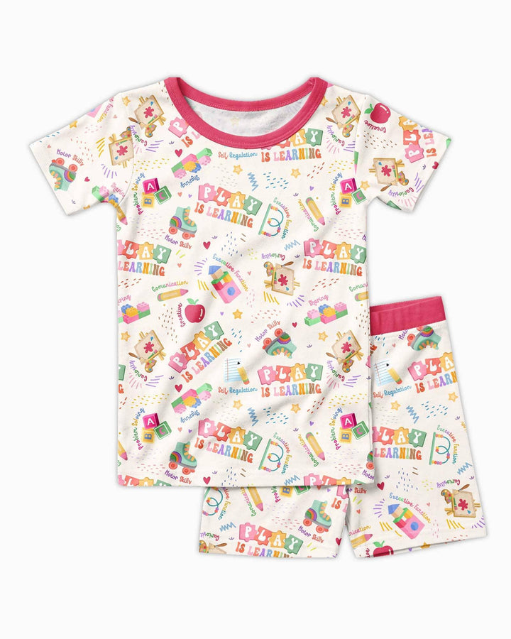 Play and Learn Bamboo Two Piece Short Sleeve Shorts Pajama Set
