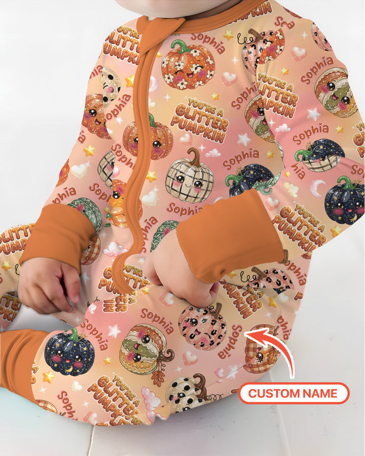 Custom Name You're A Glitter Pumpkin Bamboo Convertible Zippy
