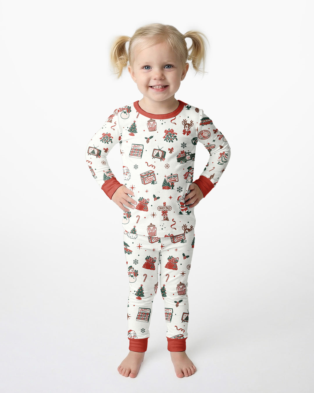 North Pole Retro Bamboo Two Piece Long Sleeve Pajama Set