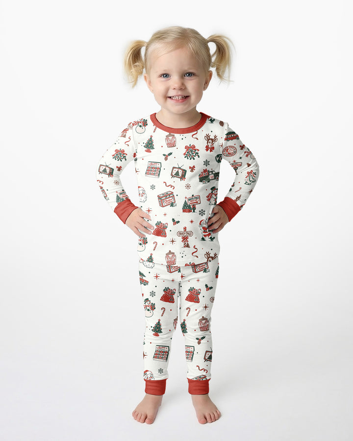 North Pole Retro Bamboo Two Piece Long Sleeve Pajama Set
