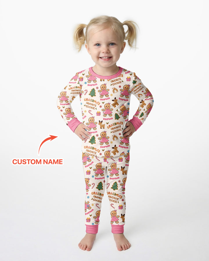 Personalized Grandma's Favorite Cookie Bamboo Two Piece Long Sleeve Pajama Set