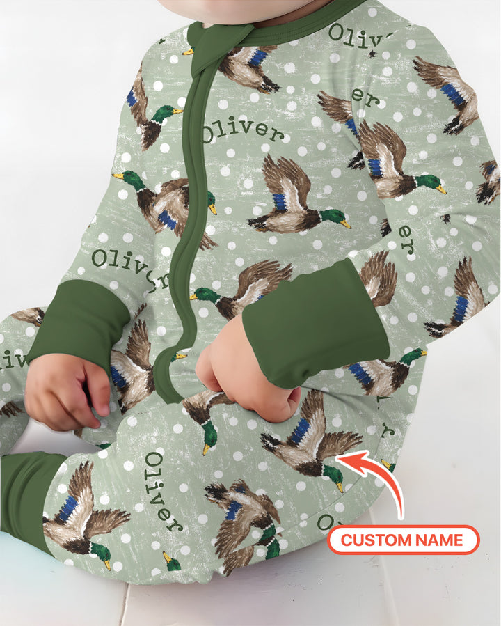 Custom Name Flying Mallard Duck Bamboo Convertible Zippy