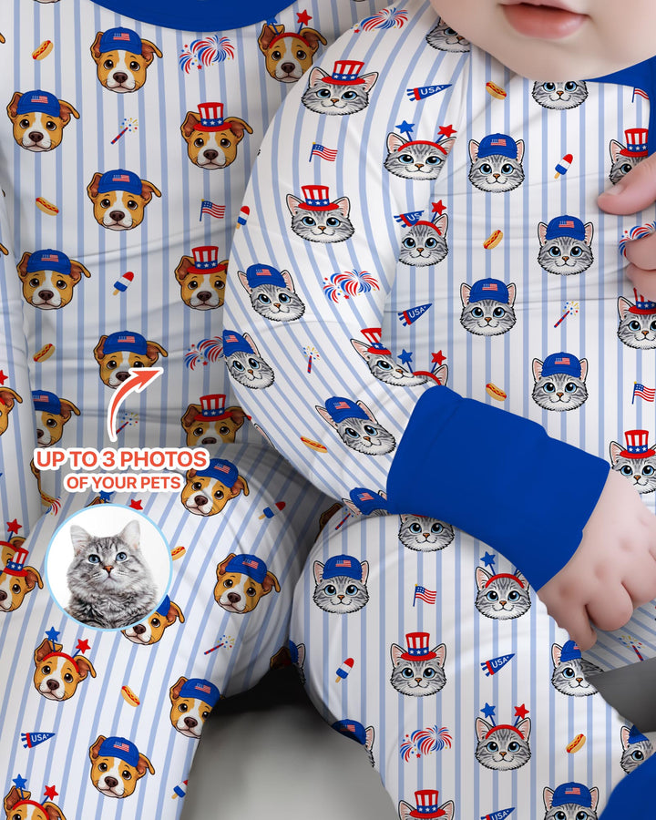 Custom Pet Image 4th of July Family Matching Bamboo Convertible Zippy